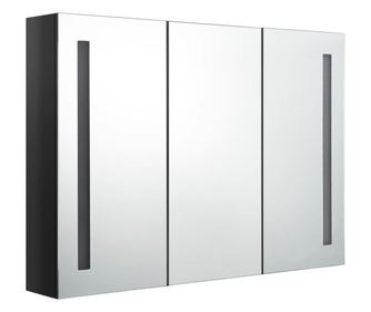 LED kupaonski ormarić s ogledalom 89 x 14 x 62 cm sjajni crni