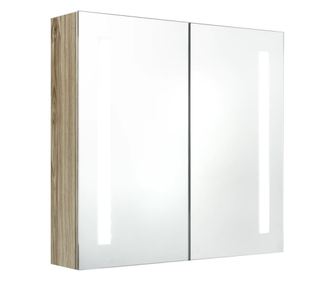 LED kopalniška omarica z ogledalom hrast 62x14x60 cm
