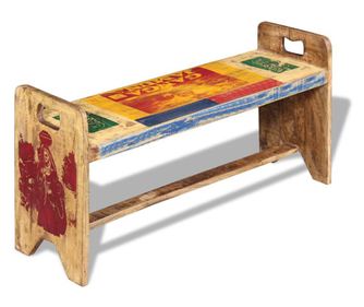 Klavir klop, 100 x 30 x 50 cm, masiven recikliran les