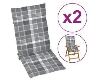 Jastuci za stolice 2 kom sivi karirani 120x50x3 cm od tkanine