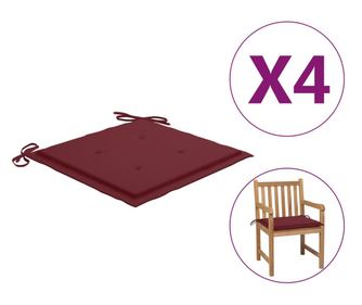 Blazine za vrtne stole 4 kosi vinsko rdeče 50x50x3 cm blago