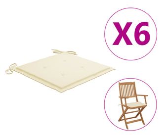 Blazine za vrtne stole 6 kosov krem 40x40x3 cm blago