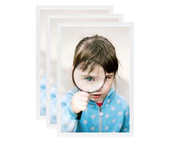 Foto okvirji 3 kosi stenski/namizni beli 21x29,7 cm MDF