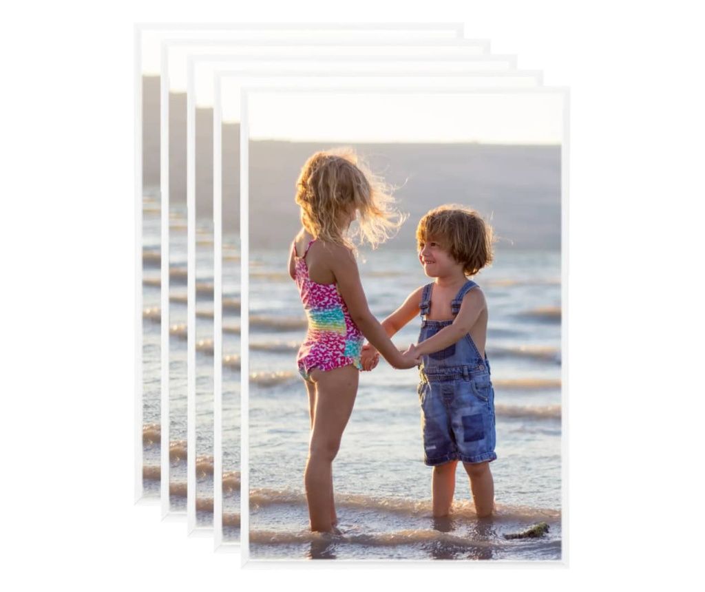 Okviri za fotografije 5 kom bijeli za zid/stol 21 x 29,7 cm MDF