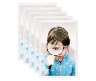 Foto okvirji 5 kosov stenski/namizni beli 21x29,7 cm MDF
