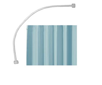 Set bara dus semirotunda, pe colt 90 x 90 cm,cu perdea dus 180X180 cm, Albastru deschis
