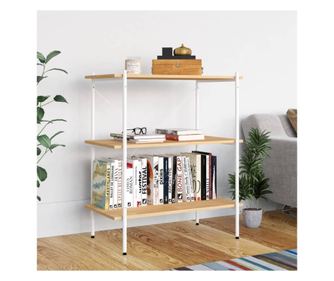 3 szintes polcrendszer, fehér és tölgy, 80x40x92 cm