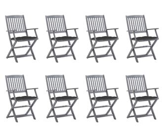 8 db-os, prnkkal elltott, masszv akcfbl kszlt, sszecsukhat kltri szkek