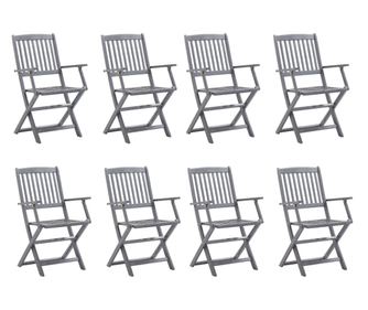 Scaune pliabile de exterior, 8 buc., lemn masiv de acacia