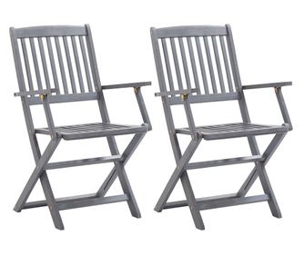 Сгъваеми външни столове, 2 бр., масивно акациево дърво