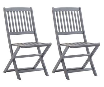 Сгъваеми външни столове, 2 бр., масивно акациево дърво