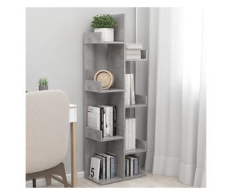 Bibliotecă, gri beton, 48x25,5x140 cm, PAL