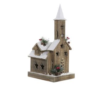 Коледна Украса DKD Home Decor Къща Дървен (20 x 26 x 51 cm)