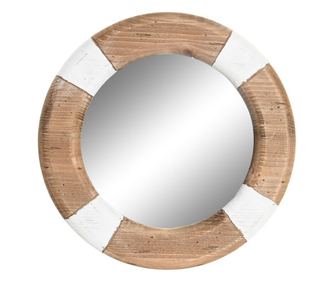 Стенно огледало DKD Home Decor Дървен Кафяв Бял (40 x 2,5 x 40 cm)