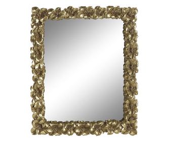 Стенно огледало DKD Home Decor Огледало Златен Смола Лист на растение (38 x 2,6 x 48 cm)