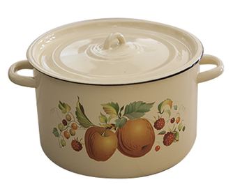 RAKI IABLOCO Oala emailata ruseasca cu decor, 7l, D25cm, cu capac emailat