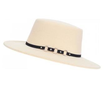 Palarie boater din stofa, PAMI, PD-0522-58, 57 cm Crem