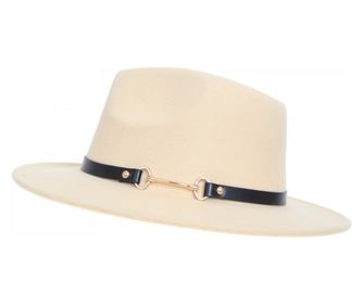 Palarie fedora din stofa, PAMI, PD-0522-71, 58 cm Crem