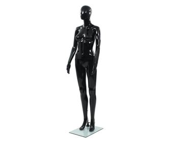 Celotna ženska izložbena lutka s stekleno osnovo črna 175 cm