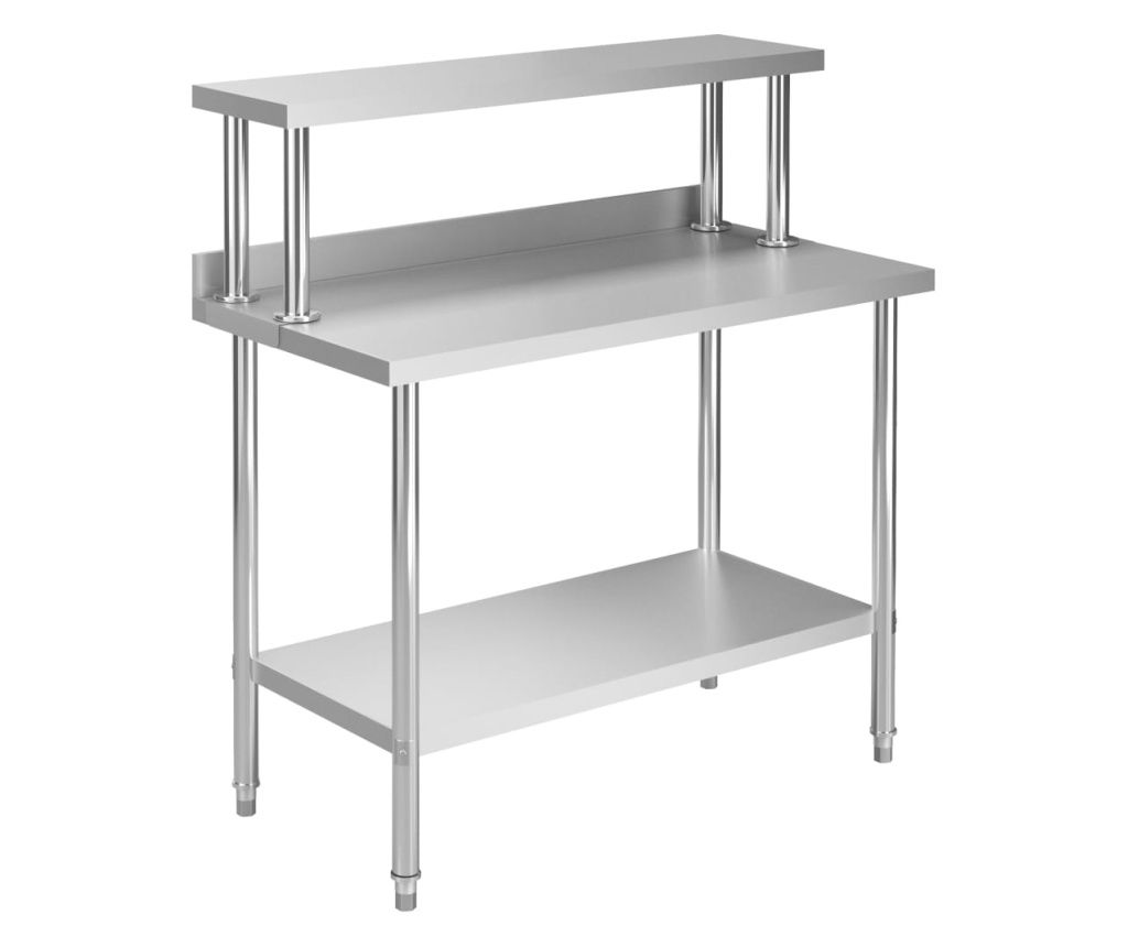 Kuhinjski radni stol s policom 120x60x120 cm nehrđajući čelik 