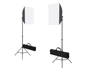 Φωτιστικά Studio Επαγγελματικά 2 τεμ. Μαύρα 40x60 εκ. Ατσάλινα