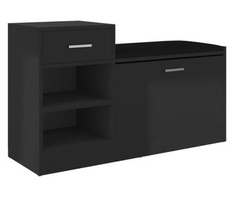 Bancheta pantofar, negru extralucios, 94,5x31x57 cm, PAL