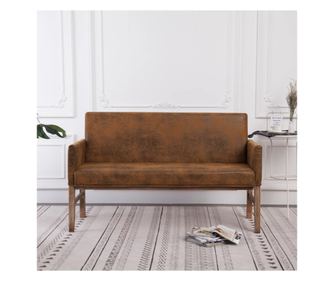 Πάγκος με Μπράτσα, Καφέ, 140 εκ., Απομίμηση Σουέτ