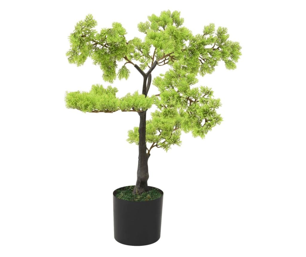 Bonsai cipresa umetna s lončkom, zelena, 60 cm