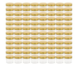 Stekleni kozarci z zlatimi pokrovi 96 kosov 110 ml