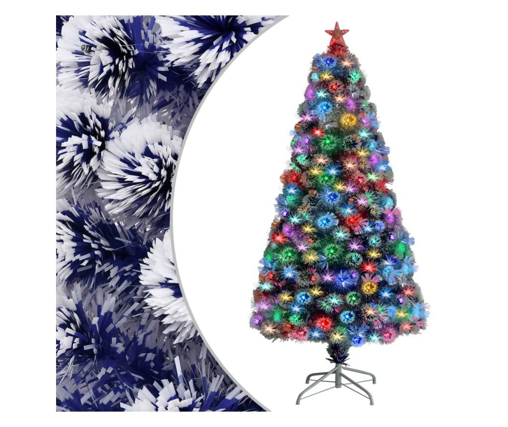 Umjetno božićno drvce LED bijelo-plavo 120 cm optička vlakna 