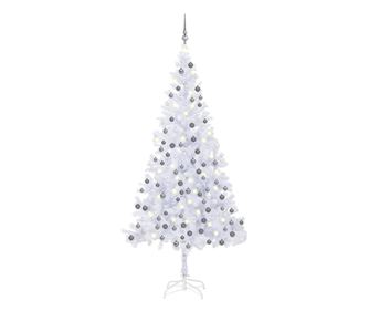 Umetna božična jelka z LED lučkami in okraski 210 cm 910 vej