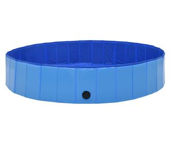 vidaXL Piscină pentru câini pliabilă, albastru, 160 x 30 cm, PVC