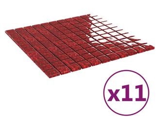 Placi mozaic autoadezive 11 buc. rosu 30x30 cm sticla