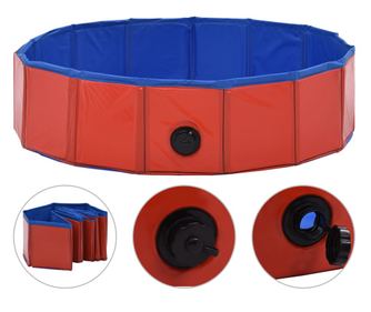 Сгъваем басейн за кучета, червен, 80x20 см, PVC