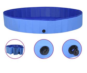 Piscina pentru caini pliabila, albastru, 200 x 30 cm, PVC