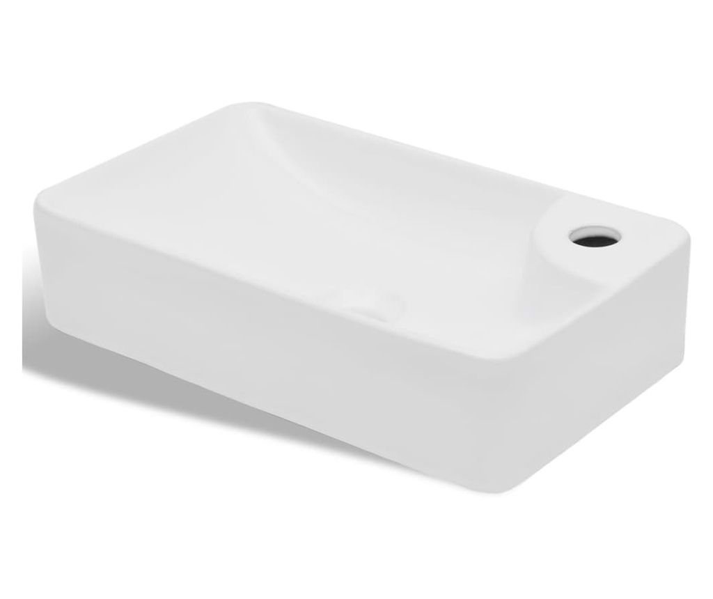 Ceramic Bathroom Sink with Faucet Hole, White