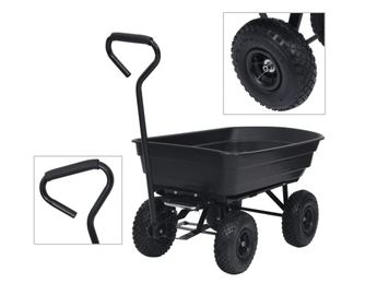 Vrtni ročni voziček 300 kg 75 L črn