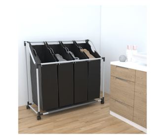 Podijeljena košara za rublje s 4 crne-sive vreće