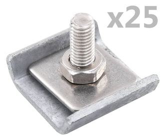 Conector grilaj din plasa, argintiu, 25 seturi