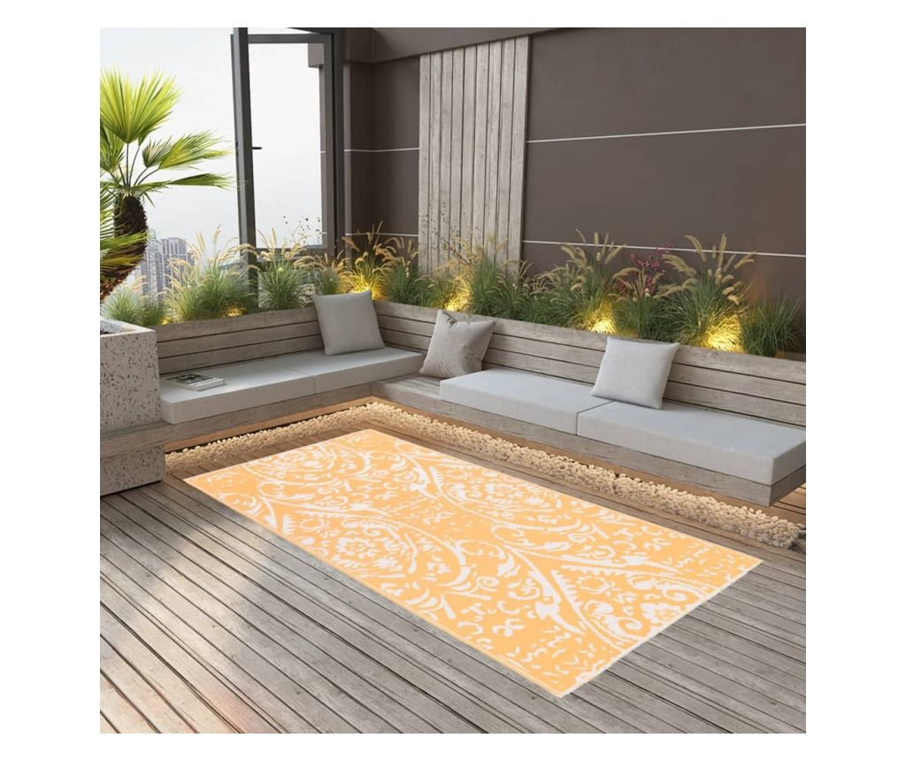 Outdoor Rug, Orange/White, 80x150 cm, PP