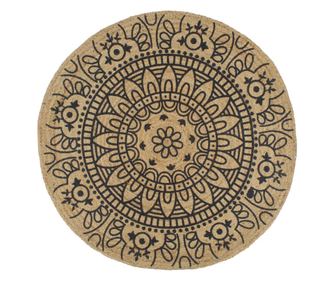 Covor manual cu imprimeu albastru inchis, 120 cm, iuta