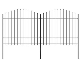 fekete lándzsahegyes tetejű acélkerítés (1,5-1,75) x 3,4 m