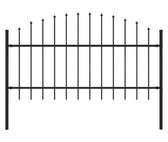 fekete lándzsahegy tetejű acélkerítés (1-1,25) x 1,7 m