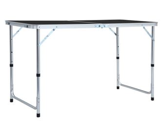 Masa de camping pliabila, gri, 120 x 60 cm, aluminiu