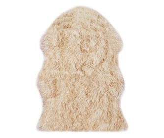 Килим, 60x90 см, изкуствена овча кожа, кафяв меланж