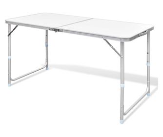 Zložljiva aluminijasta miza za kamp. z nastavljivo višino 120 x 60 cm
