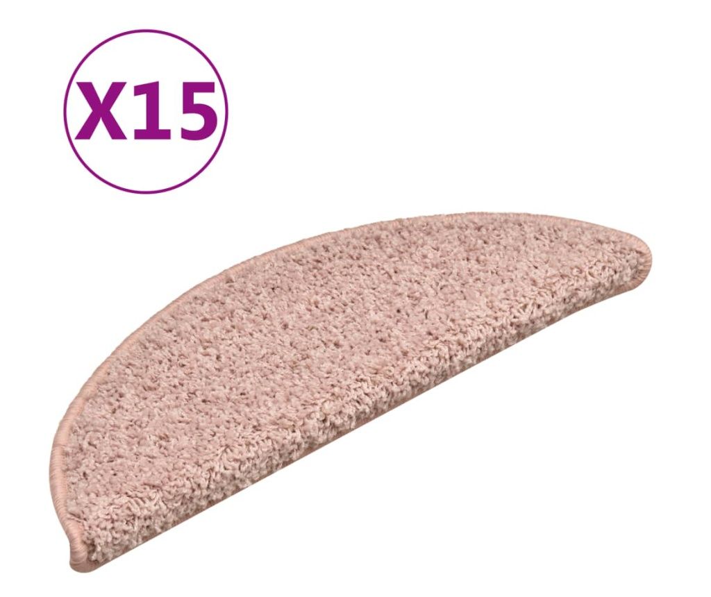 Tepisi za stepenice 15 kom svjetloružičasti 56 x 17 x 3 cm 