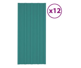 Krovni paneli 12 kom od pocinčanog čelika zeleni 100 x 45 cm