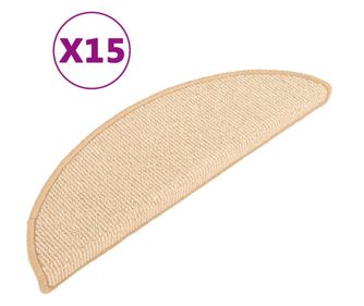 Πατάκια Σκάλας Μοκέτα 15 τεμ. Κρεμ 65 x 21 x 4 εκ.