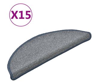 Tepisi za stepenice 15 kom svjetlosivi i plavi 56 x 17 x 3 cm